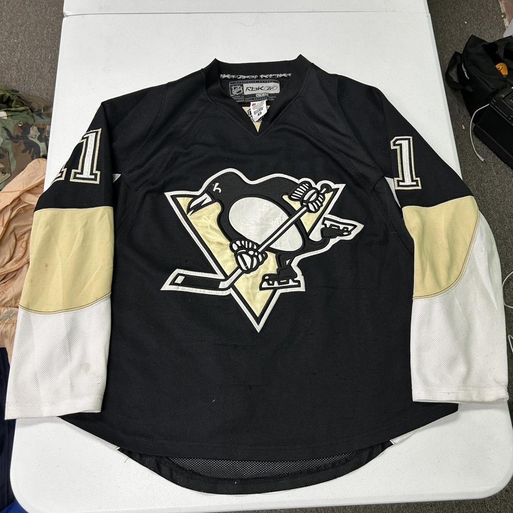 Reebok Pittsburgh Penguins Jersey Mens L Black Gold NHL Hockey 11